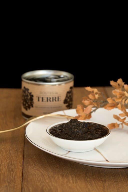 brisure de truffe mélanosporum dans petite assiette